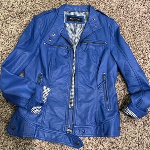 Blue faux leather jacket